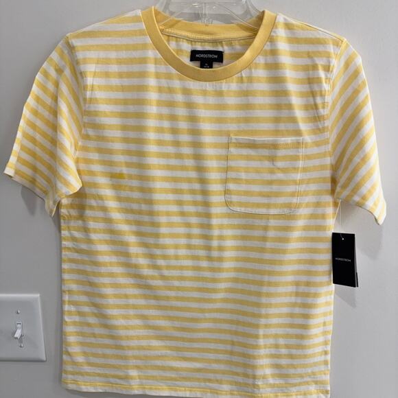 Nordstrom Yellow Cloud-White Stripe Shirt – Size XL (14/16) NWT - Picture 1 of 5